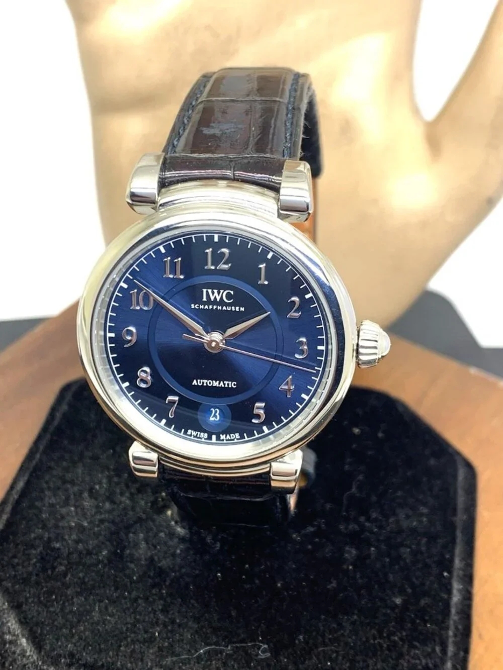 IWC Men's Watch Swiss Automatic IW4583212 Da Vinci Blue Dial Leather Strap 36mm